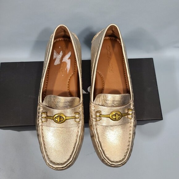 Coach Turnlock Driver Champagne Leather Shoe Women's Size 6B G3162 New - Picture 4 of 10